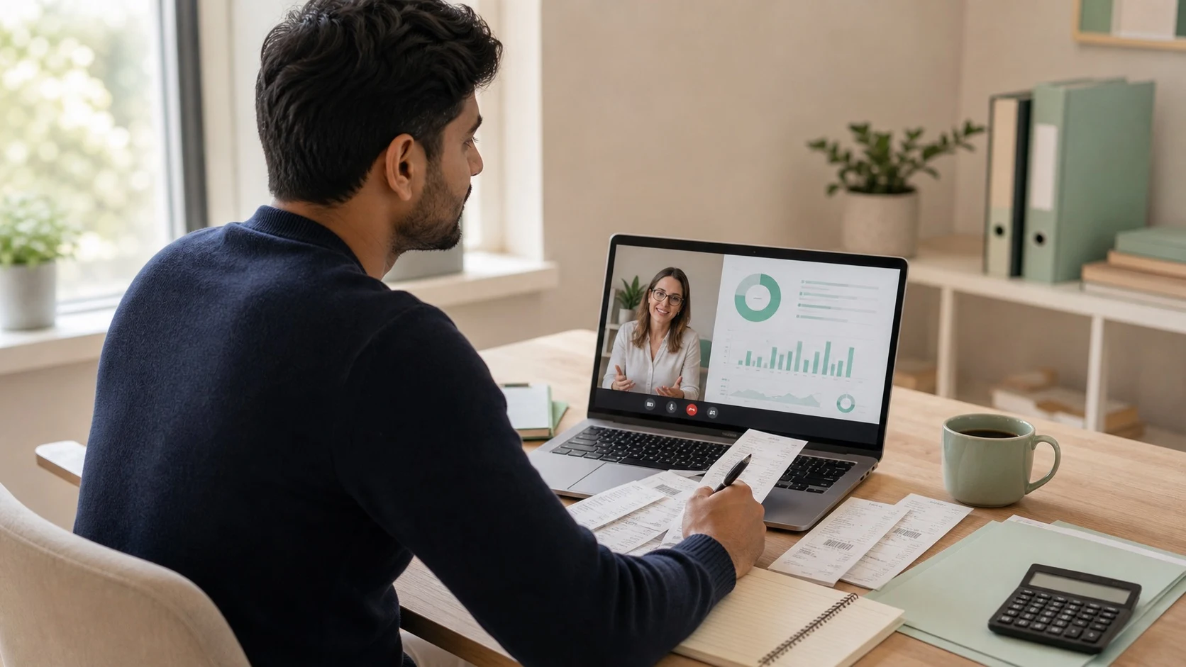 Un fondateur passant en revue la comptabilité mensuelle avec une comptable