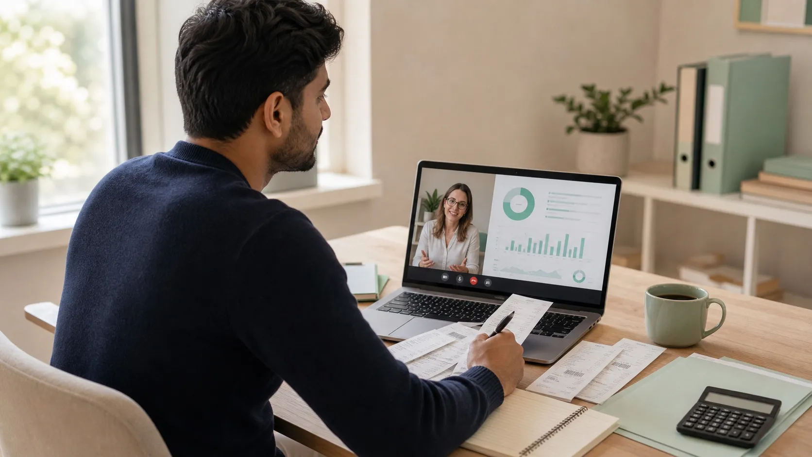 Founder reviewing monthly bookkeeping with an accountant