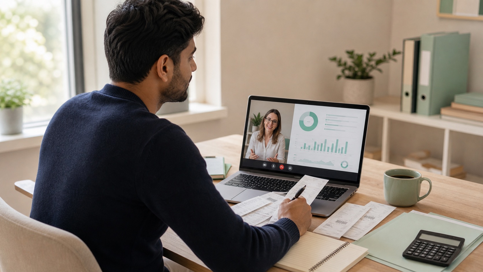 Founder reviewing monthly bookkeeping with an accountant